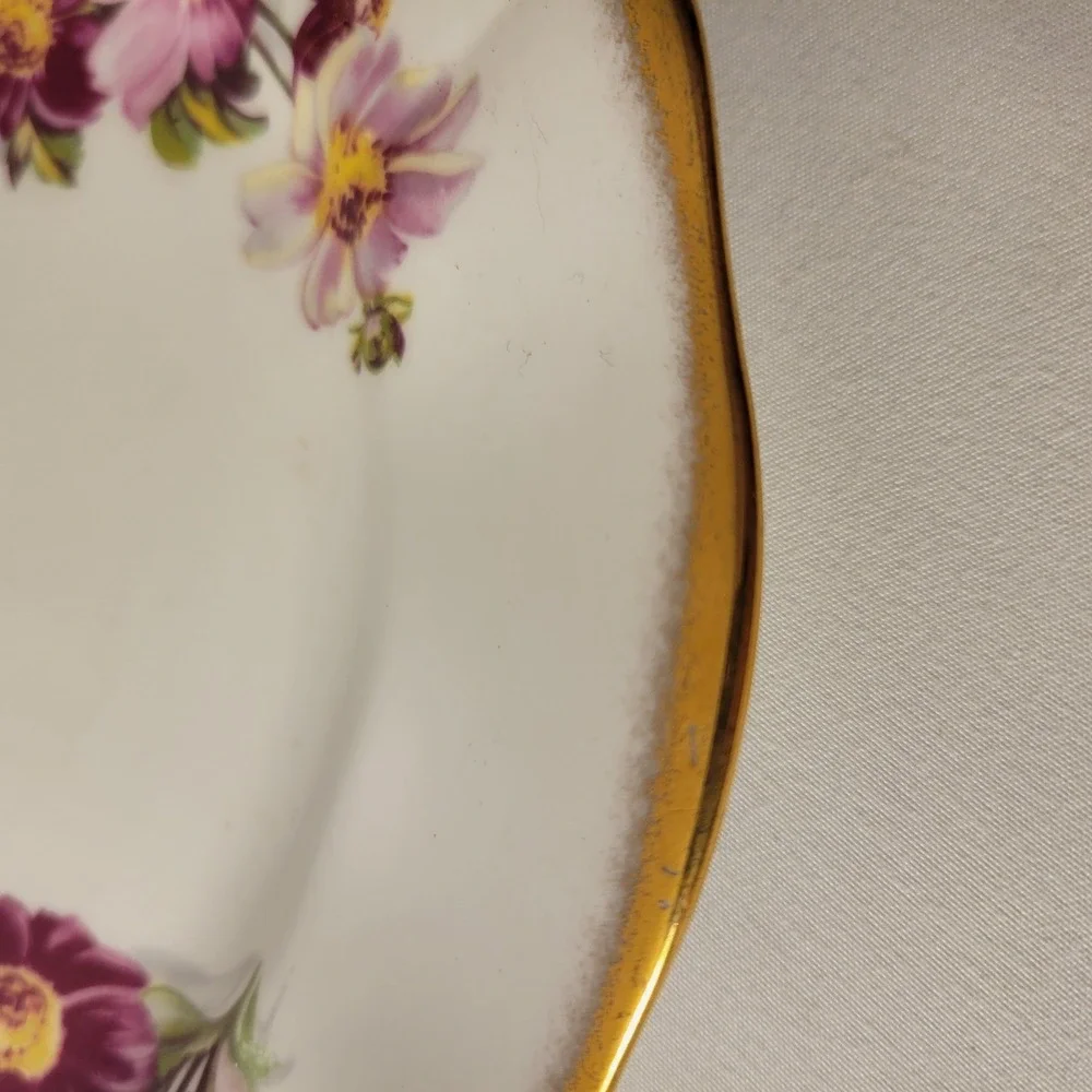 Adderley Salad Plates‎ Women White Floral Gold Rim Fine Bone China Set of 4